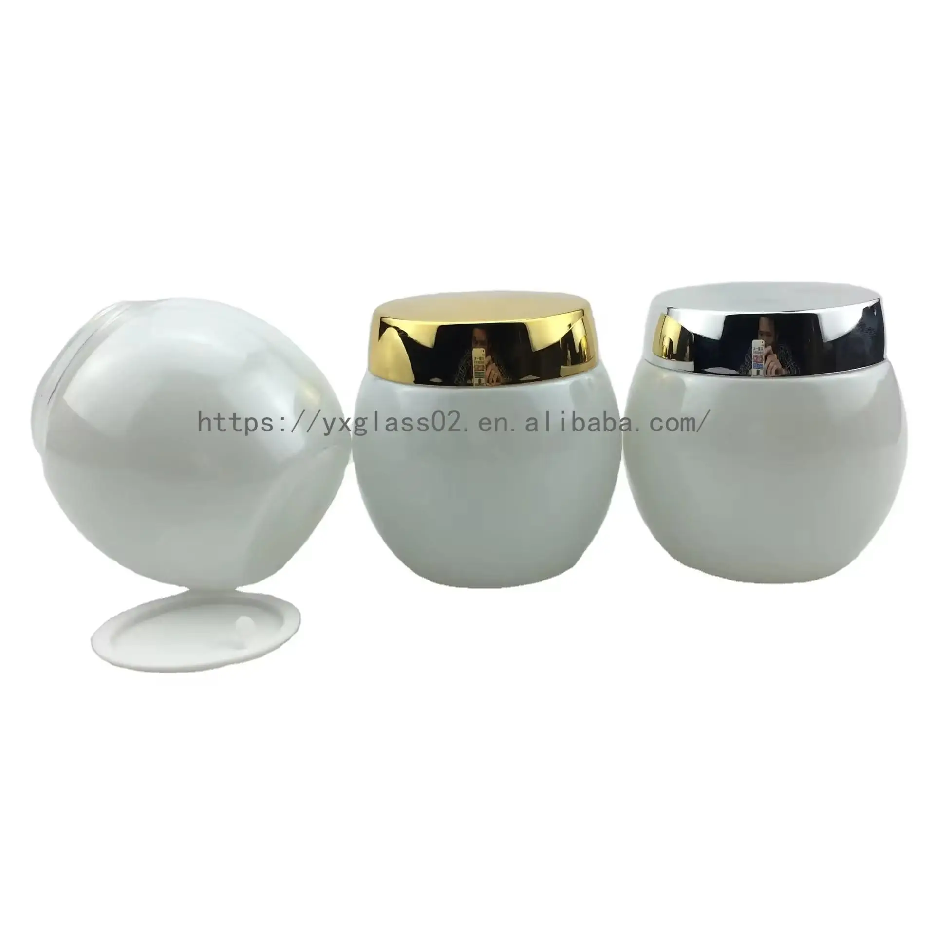 High Quality cream glass jar skincare cosmetic packaging container scrub glass jar120g supplier---fashion egg shape manufacture