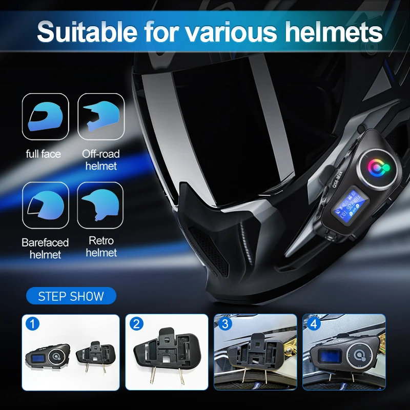 earbuds for motorcycle full face helmet AURISOM Bluetooth Headset Noice Cancellation, Wireless Helmet Speakers 4 Colors LED Light,1200mAh Battery, IP67 Waterproof/HiFi Sound, Smart Motorcycle Headphones All Helmets : Electronics Crafted with PC material and three Earbuds For Motorcycle Riding Are