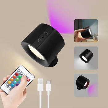 Applique Murale LED Rechargeable Rotative 360° Avec Télécommande - Lampe Murale Tactile 3 Températures Pour Salon Et Chambre
