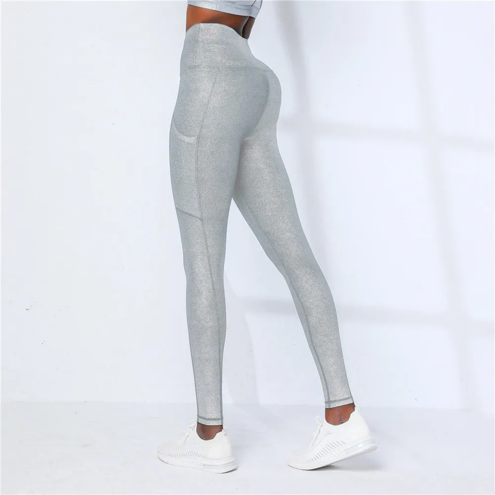 Jiejin Mature Women Yoga Wear Tights Sexy Push Up Tummy Control High Waisted Yoga Leggings With