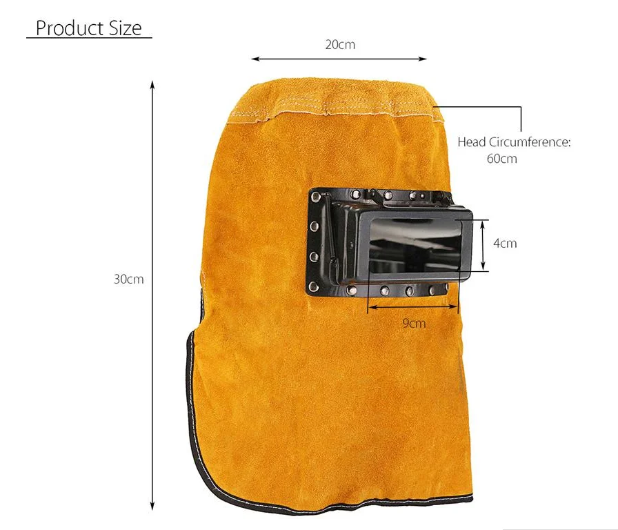 Носимый шлем из воловьей кожи Сварочная шапка кожаная защитная для сварщика