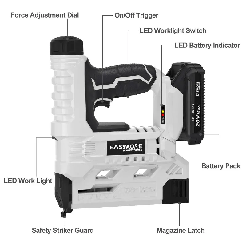 2 in 1 Manual Hammer Brad Naile 20v Concrete Electric Battery Framing Staple Gun Portable Cordless Nail Guns