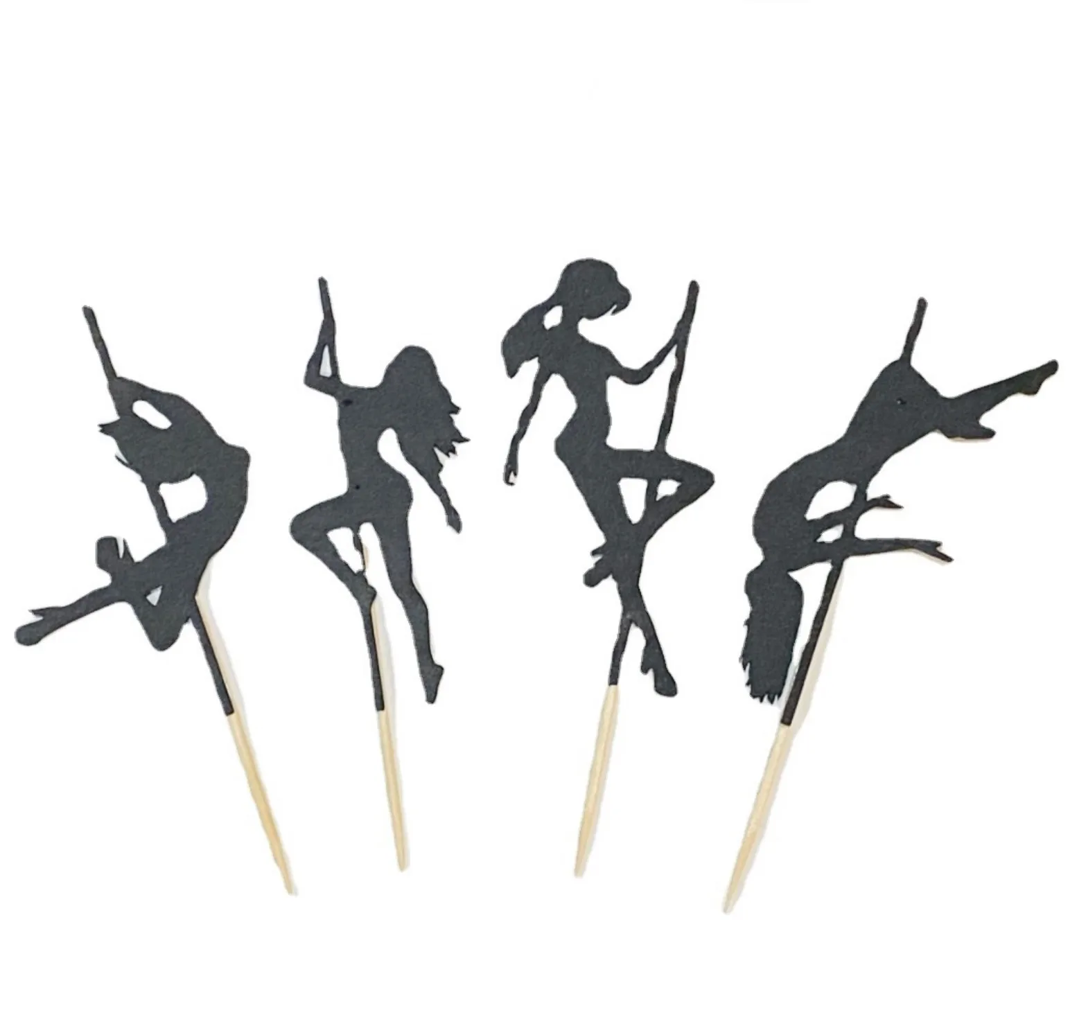 Pole Dancer Birthday Cake Topper - Black Acrylic Stripper Girl Decor For Sports Theme Party Cakes