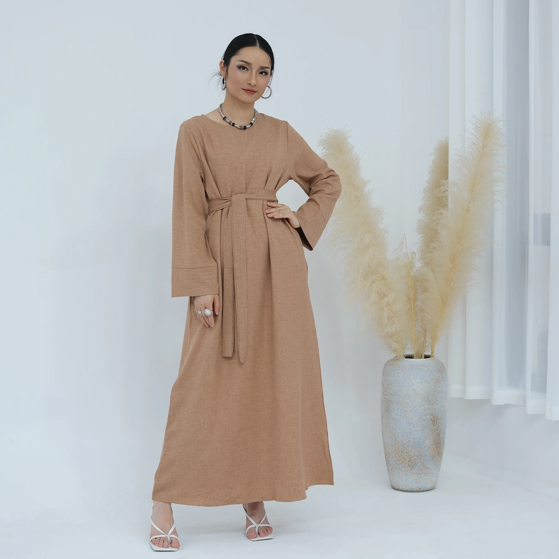muslim clothing dresses Muslim Women's Abaya Clothing Long Sleeve Dresses Solid Color Loose Maxi Dress