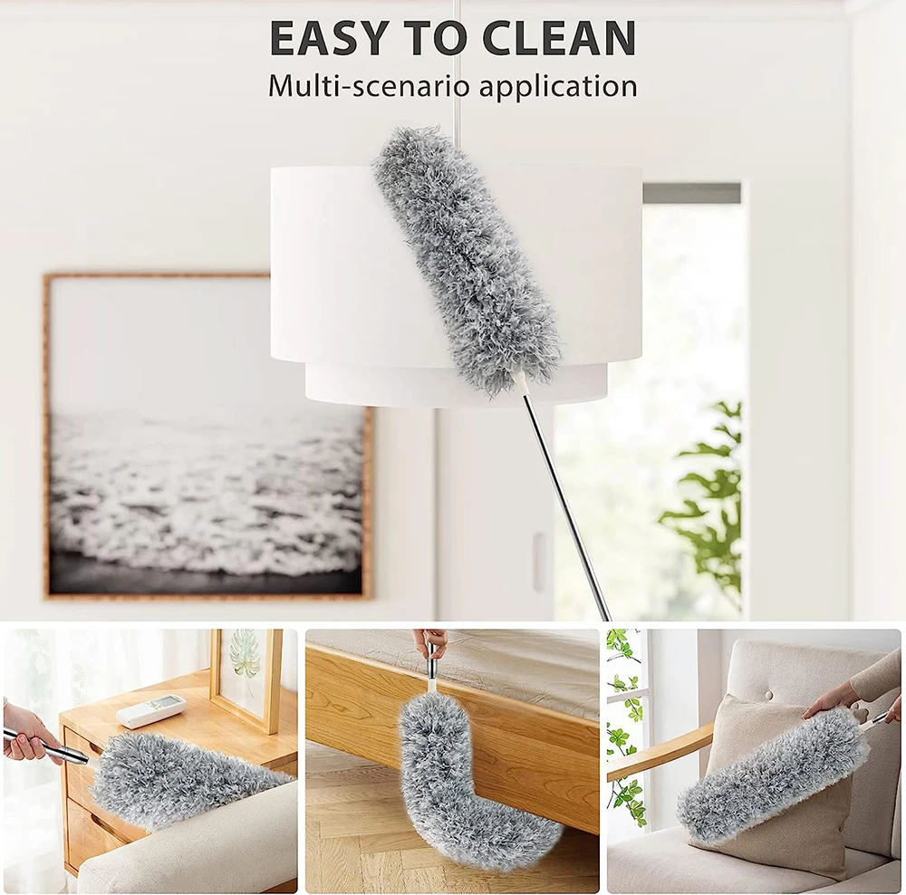 Custom 100 Inch Telescopic Pole Extendable Microfiber Feather Ceiling Rod Fan Dust Duster For 6365