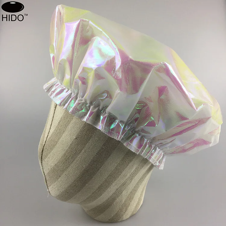 Hot Selling Iridescent Reusable Double Layer Bath Cap Shower Cap