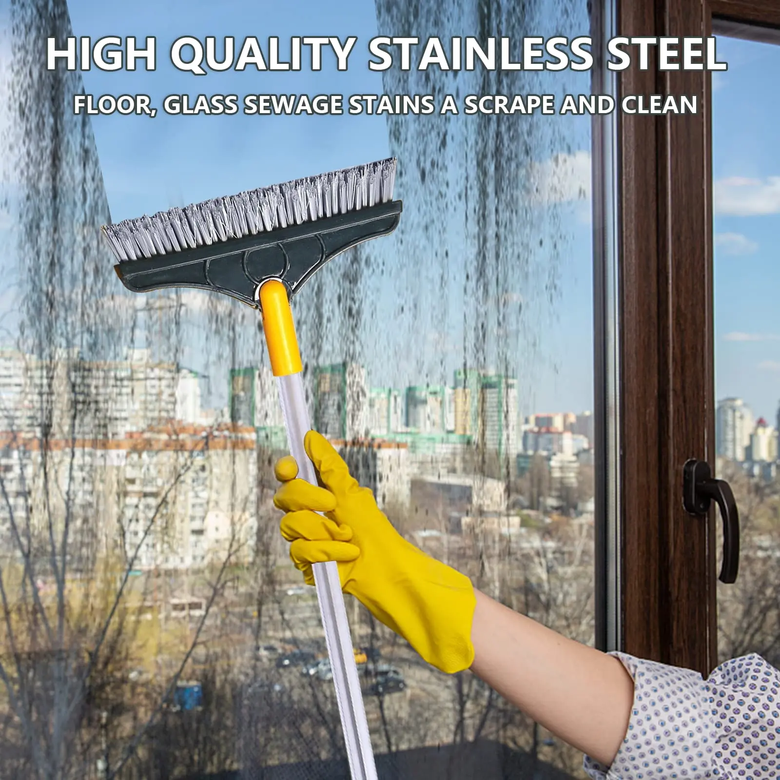 Floor Scrub Squeegee Brush 3 In 1 Cleaning Brushes Household Cleaning Sustainable 3 In1 Long