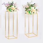 Wedding Decoration Weddingchristmas Decorations Wedding Party Decoration Rectangle Gold Metal Flower Vase Stand For Wedding Party Table Centerpieces Road Led Home Christmas Decoration Wholesales