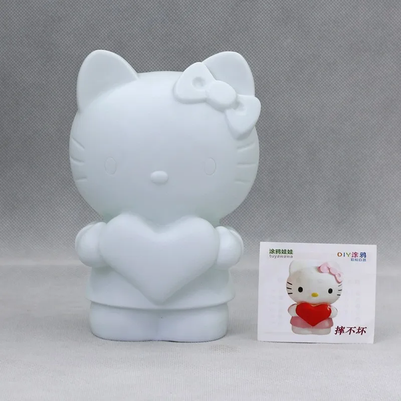 Factory  Ceramic Unpainted Hello Kitty Figures With Acrylic Paint Dripping White Vinyl Doll Toy
