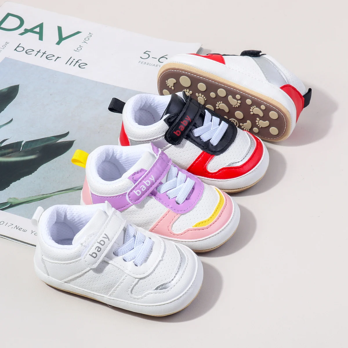 New Arrival Hook&Loop Baby Toddler Sport Shoes Spring Autumn Anti-slip Outsole Toddler Baby Walking Shoes