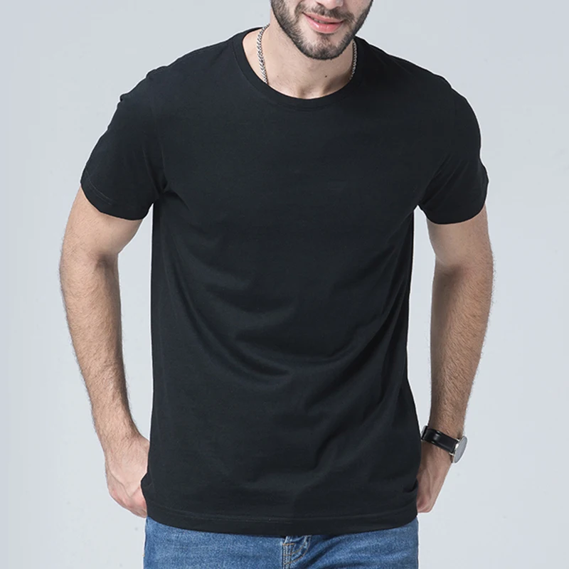 Quick Drying Breathable 100% Polyester Black Summer Men's T-Shirts Wholesale Cheap Custom Logo Plain Sports T Shirt for Men