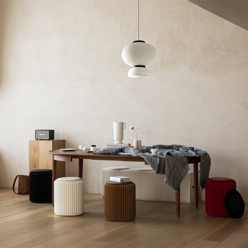 ihpaper Accordion Round stool 2脚 折りたたみ Stool Paper Round