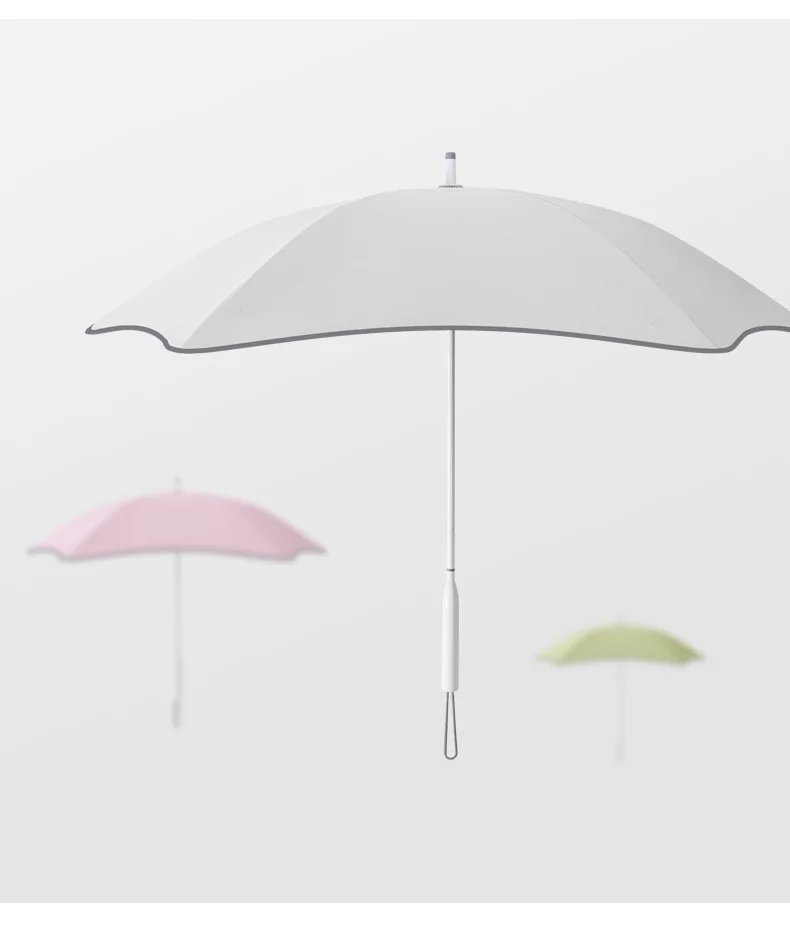Promotion advertising  rounded  reflective windproof rain light golf straight umbrella custom logo