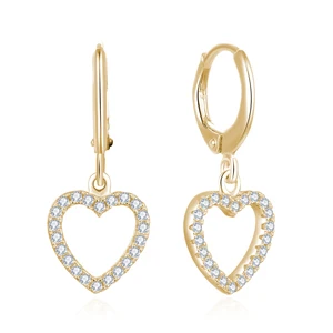 Nickel-Free 925 Sterling Silver Earrings with Gold Plating Fashionable Heart-Shaped Zircon Jewelry for Women Perfect Gift