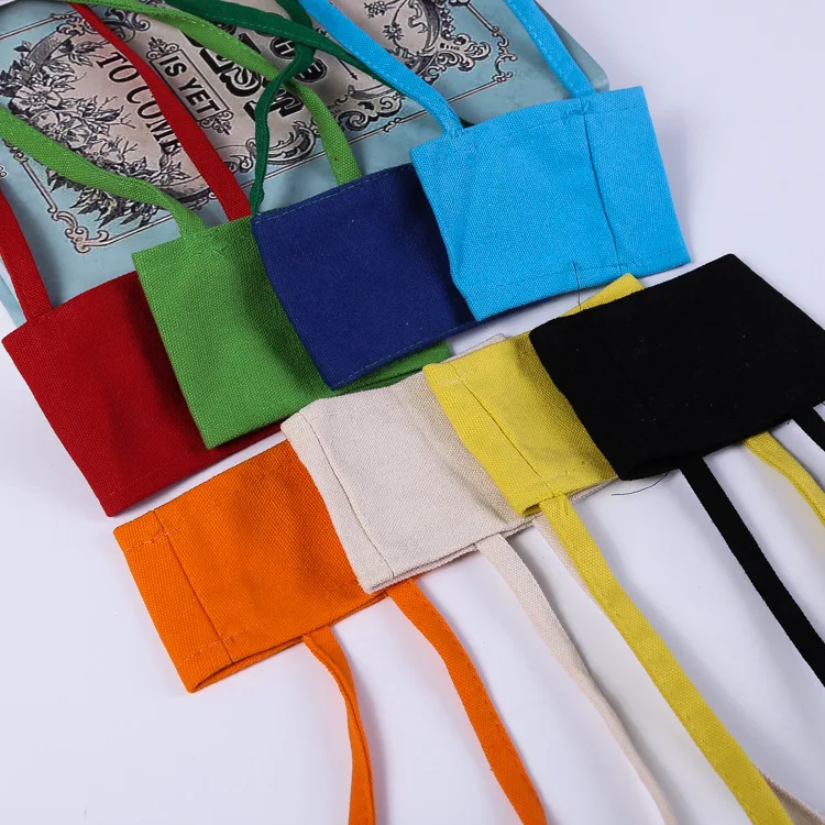 Custom Logo Cotton Fabric Carrying Sleeve Portable Cup Holder Tray for Drink Bottle Mug preview 3