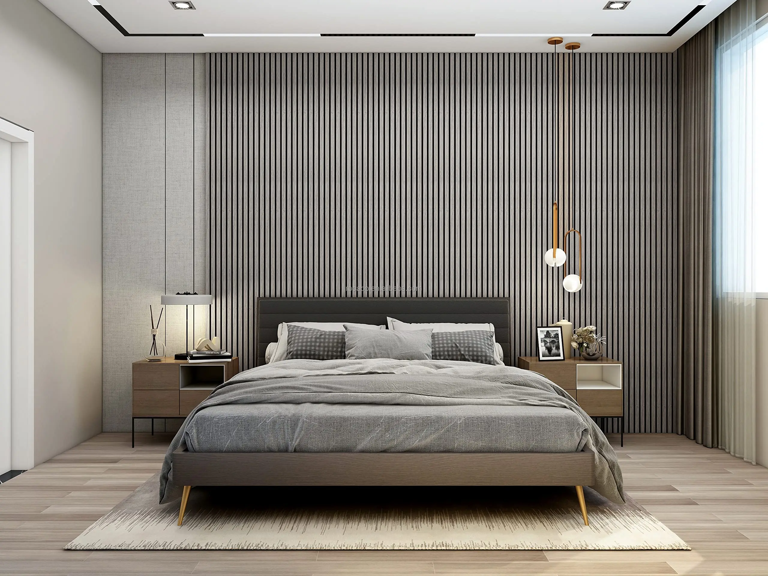 Sound Absorption Akupanel Slotted Smoke Oak Walnut Wood