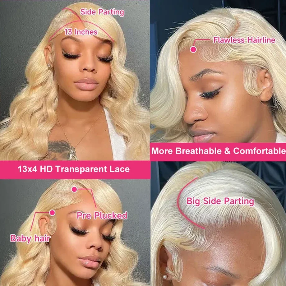 613 Körperwelle Honigblond HD Lace Frontal Echthaar Perücke Brasilianische 13x4 13x6 Lace Front Perücken_voghion.com