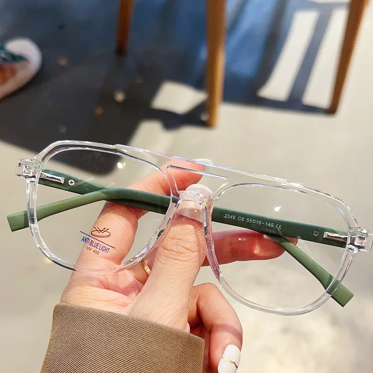 2024 Fashion TR90 Prescription Eyeglasses Frames Pink Double Beam