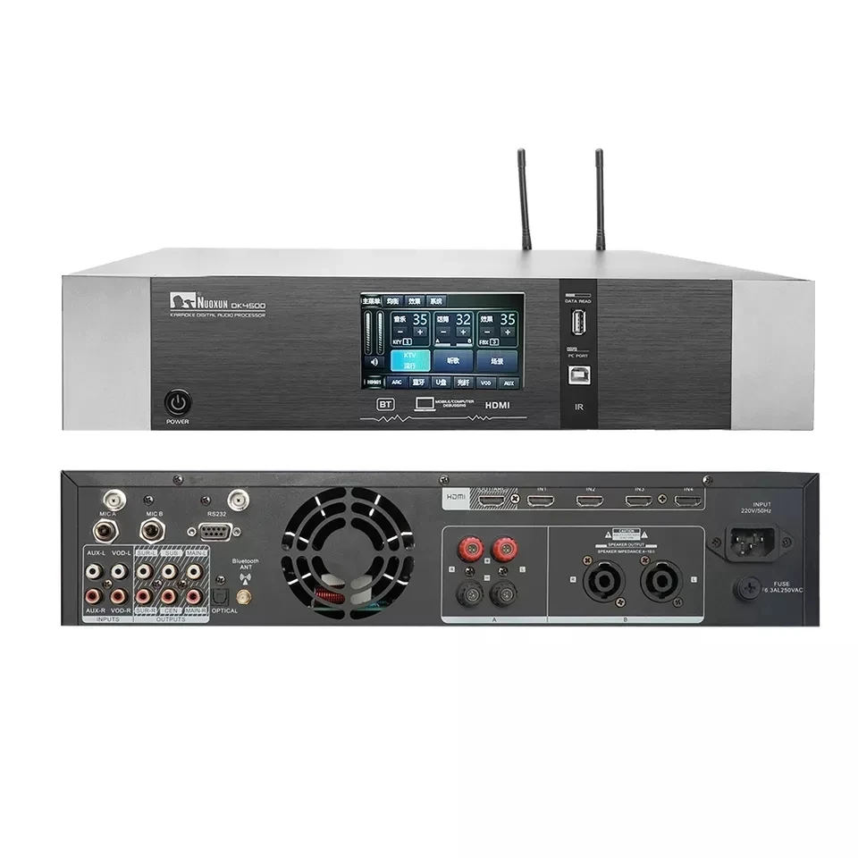 Whole Set Metal 2-Channel 56Vrms/400W 8 DSP Microphone KTV Karaoke Sound System Professional Digital Echo Karaoke Amplifier