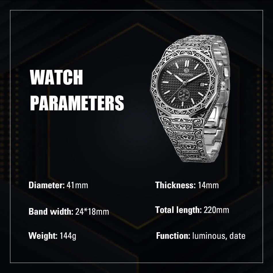 WINNER Men's Automatic Sport Watch - Stainless Steel