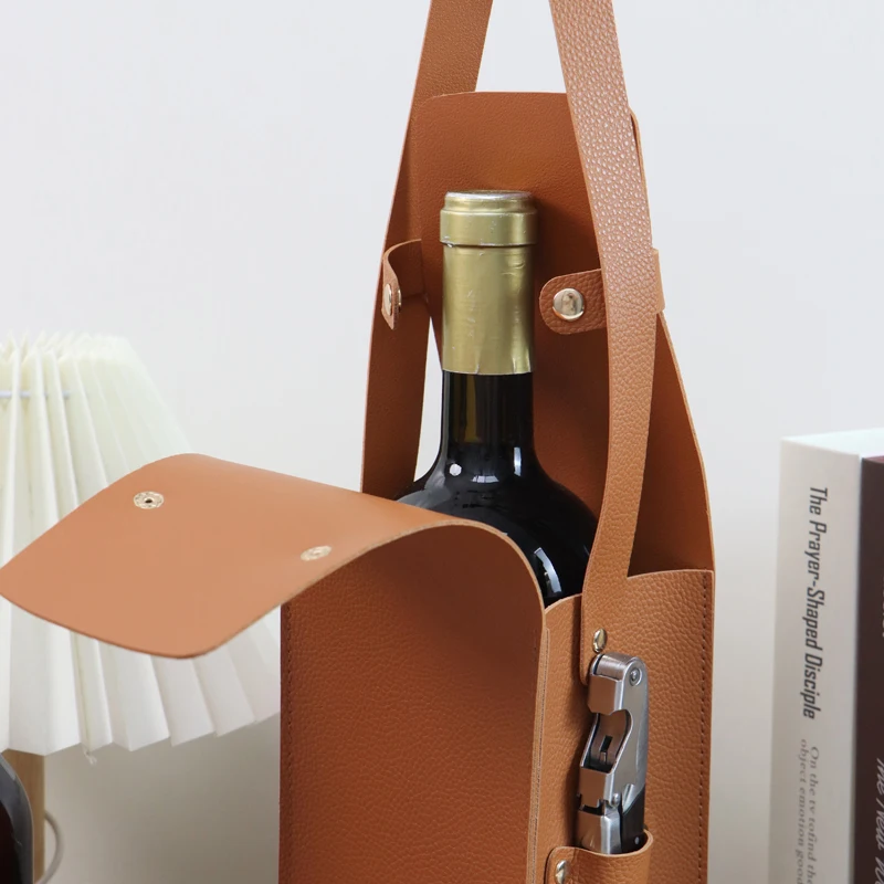 Portable Wine Bag PU Leather Single Wine Bottle Carrier Bag Holder Wedding  Party Gifts Christmas Wine Tote Bag