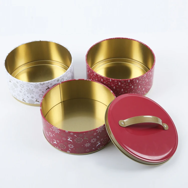 Biscuit Packaging Box Round Three Layer Tin Cookies Box