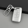 Funda tipo D de 3 botones+Llavero metálico-Plata