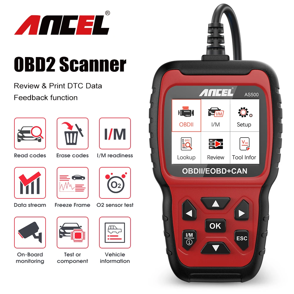 Diagnostic Tools ANCEL AS500 Auto Scanner OBD2 Code Reader Check Engine Light Car Diagnostic Automotive Tools OBD2 Scanner