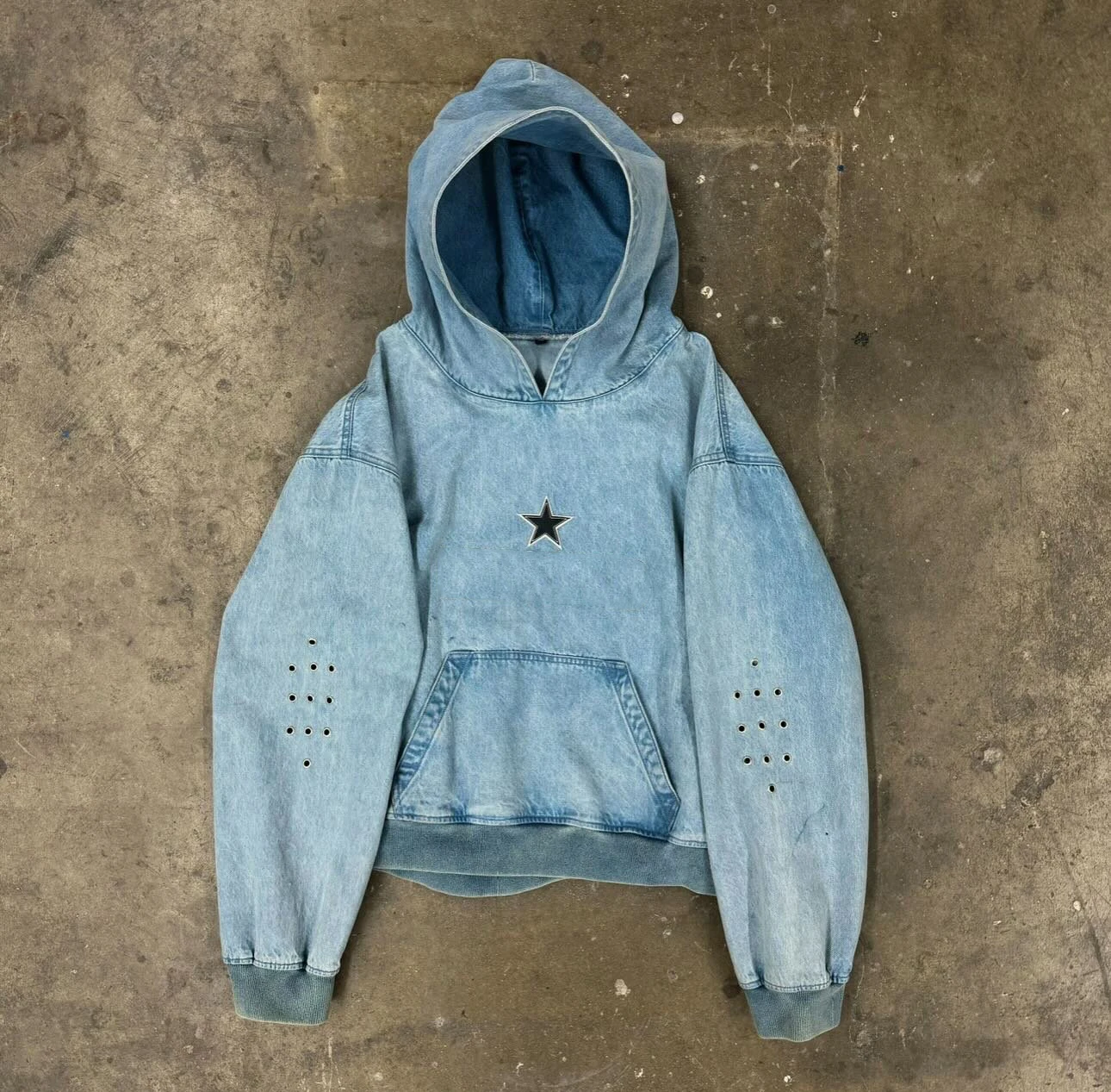 Salati Custom Designer Mit Logo Unisex Sweatshirt Pullover Sun Faded 500 GSM Embroidery Vintage Acid Wash Jeans Denim Hoodie Men gallery 8