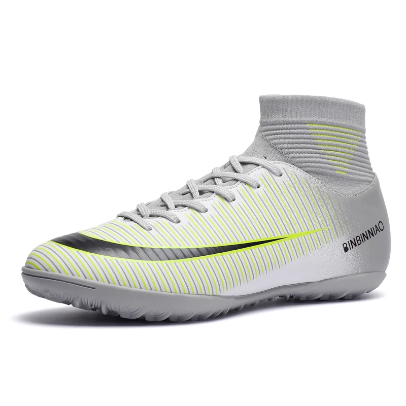 Football Shoes High Mid-Top Lace up Soccer Futsal Shoes Football Boots AG FG HG TF PU Le aperçu 2