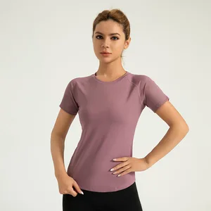 Sustainable Print Design Adults' Running Washed Plus Size Compressed Short Sleeve Yoga Top Breathable Quick Dry Fitness Tshirt