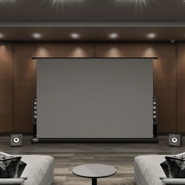 100 Inch Motorized Electric Floor Rising Screen For Ust Projector Alr Pet Crystal Ust Floor