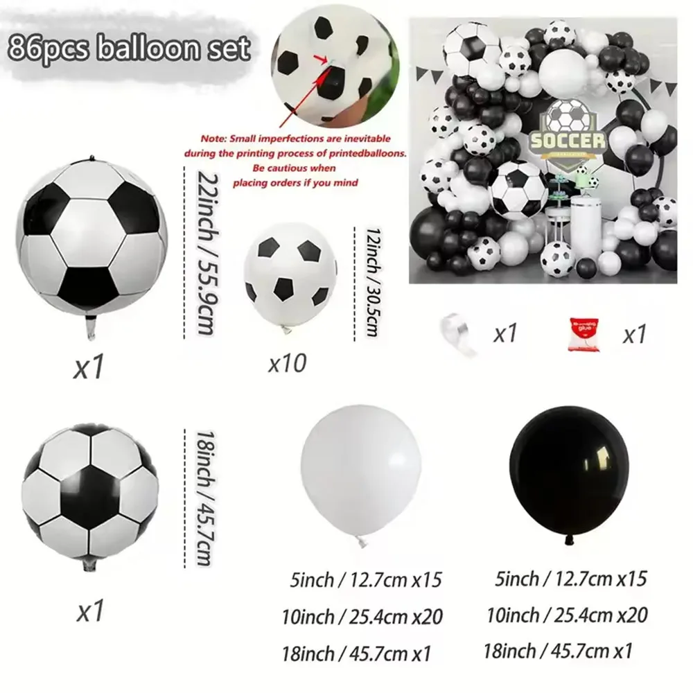 2026 FootballWorld Soccer Glossy Thick Aluminum 4D Balloon Garland Arch Kit Durable 3-Color Offset Printed Balloons Party