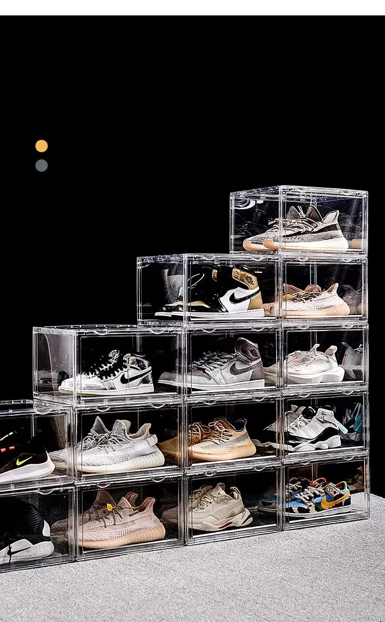 Clear Plastic Rectangular Shoe Storage Box Stackable Foldable Shoe Organizer with Sneaker Crates Containers Bins Holders supplier