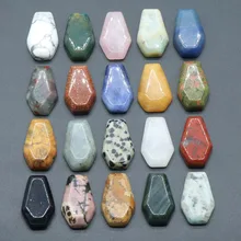 Coffin Shaped Crystal Stones Bulks 0.8Inch Worry Stones Assorted Gemstone Pocket Carved Stones for Halloween Craft Jewelry Decor