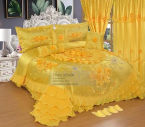 Hot Selling Fancy Wedding Bridal Comforter Duvet Set 10pcs Duvet Set Bed Sheet Set Match Curtains