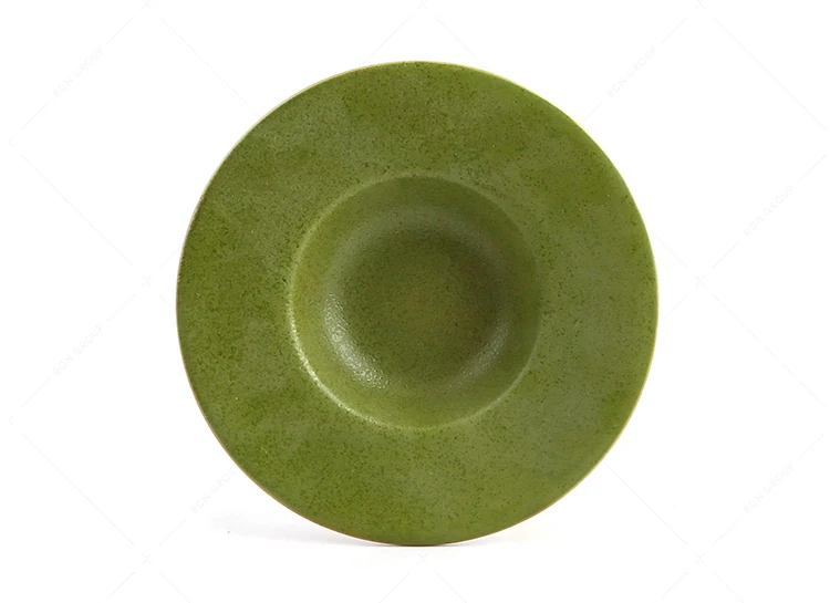 Hot sale ceramic straw hat shape 8 inch western food dish deep soup pasta plate