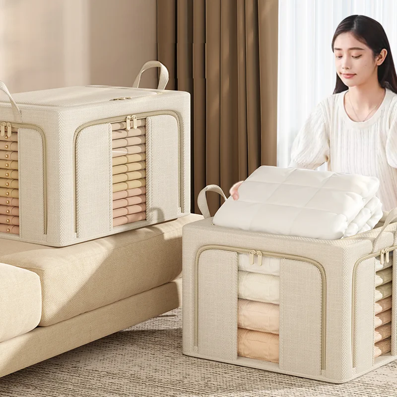 New Design Foldable Plastic Waterproof Sustainable Kids Clothing Storage Organizers 100L Capacity Storage Steel Frame Boxes