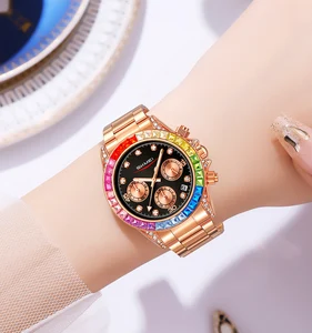 SKMEI Brand 2352 Colorful Men's Stainless Steel Watch Diamond Hot Sale Business Waterproof Quartz Watch