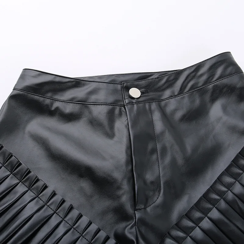 Peeqi Yy23502dg Autumn 2023 New Fashion High Waist Wrinkle Leather ...
