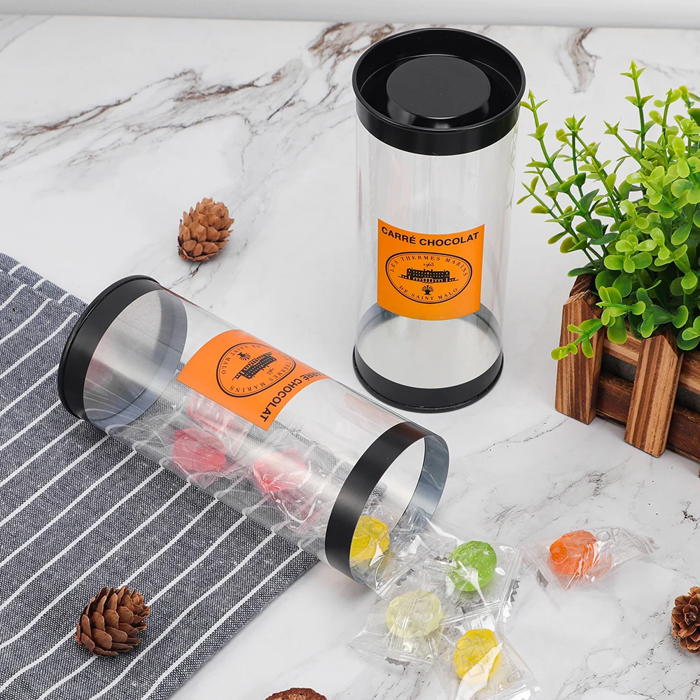 Empty PET Plastic 100ml 120ml 150ml 200ml 250ml 300ml 500ml 8oz Black Cosmetic Jar for Nuts,candy,chocolate