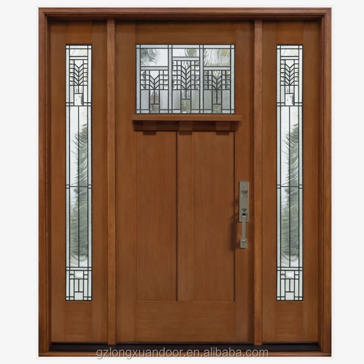 Double Door Two Sidelights Cambertop Transom Carved Panel Timber ...