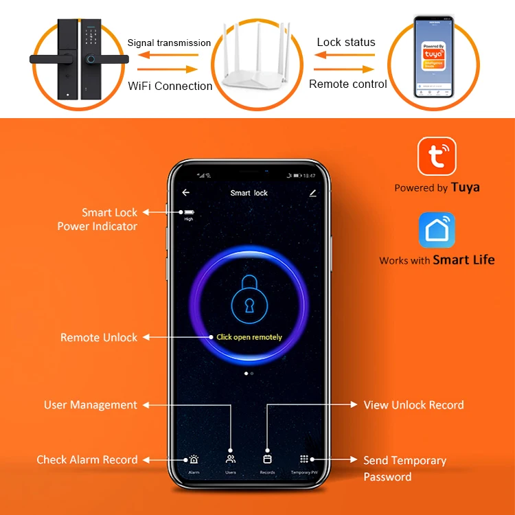 Tuya Tuya App Bluetooth Smart Biometric Lock With Fingerprint Deadbolt