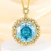 Gold navy blue pendant with Chopin chain