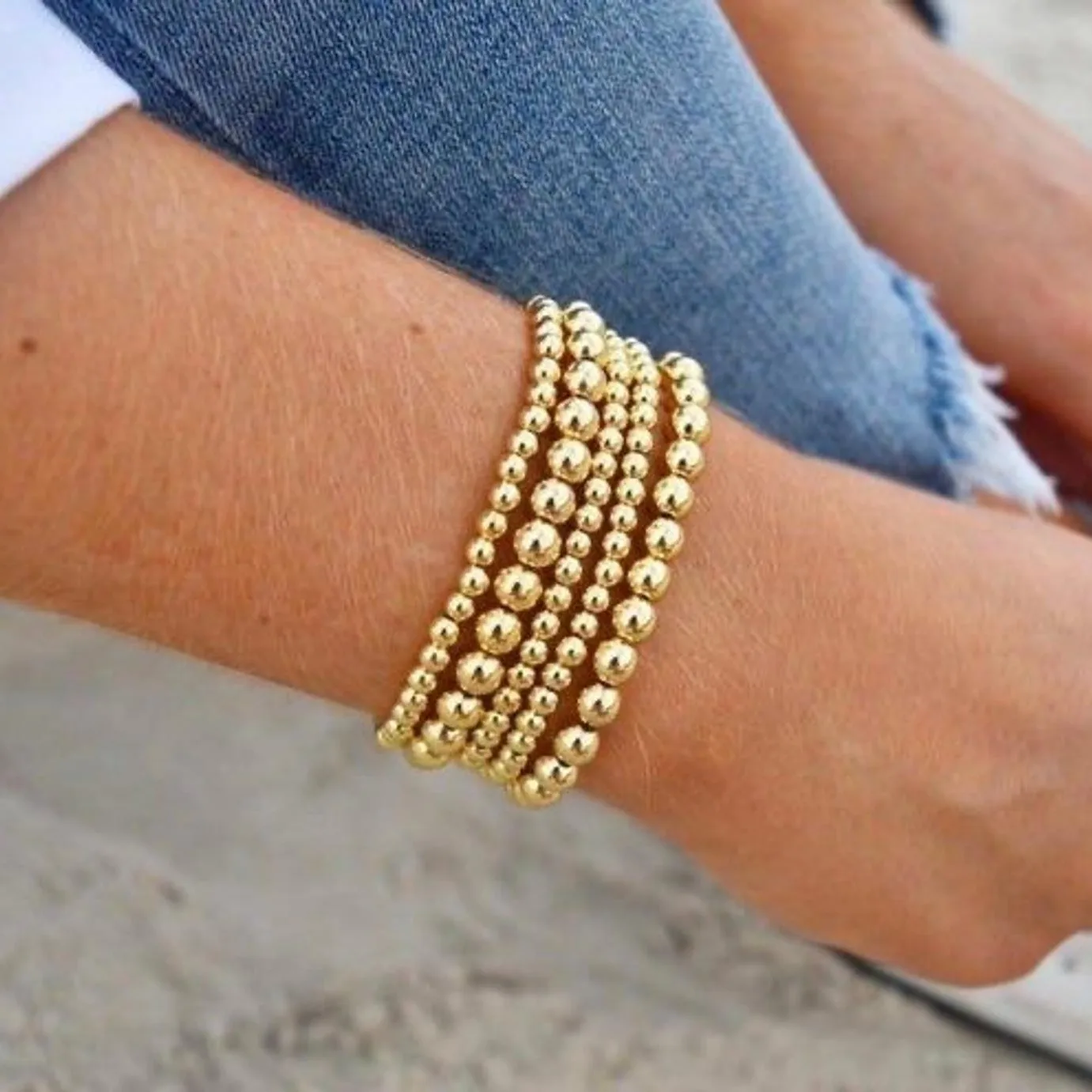 Lotos 14k Gold Filled Bead Bracelet Non Tarnish Bracelet For Women
