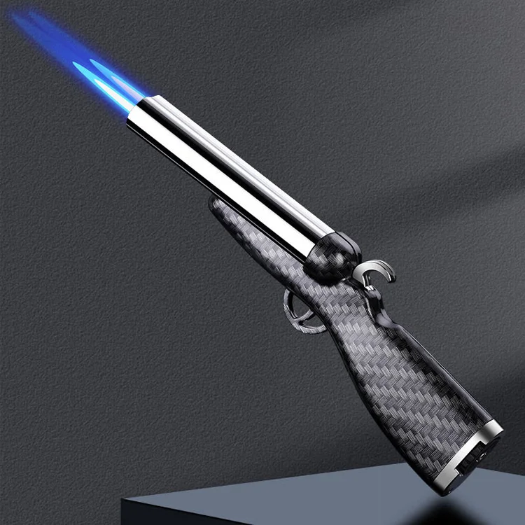 Creative Double Blue Flame Shotgun Lighter Butane Gas Windproof Gun