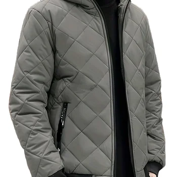 OEM Warm Winter Plush Hooded Jacket Men's Casual Zip Up Cotton Padded Jacket For Winter Outdoor Jacket Men