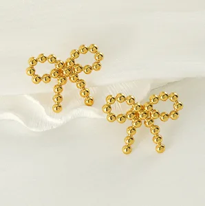 Fashion Butterfly 18K Gold Plated Stainless Steel Stud Earrings Vintage Unisex Jewelry for Everyday Wear and Gifts Holidays