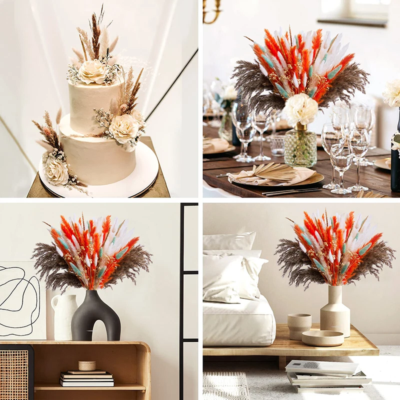 New Designed Colorful Bohemian Home Decor Popular Dried Flower Small Pampas Grass Rabbit Tail Bouquet manufacture