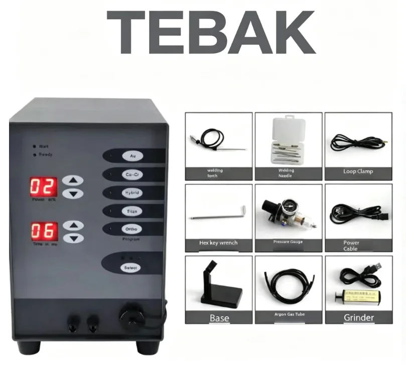 TEBAK Portable Handheld Pulsed Spot Welding Machine - Argon Gas protection - Automatic Laser Welding Machine for Metal Jewelry
